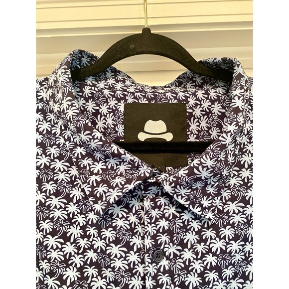 Winston Blue Hawaiian Shirt Mens 5XLT Button Down Palm Tree Polyester Big & Tall - Picture 4 of 6